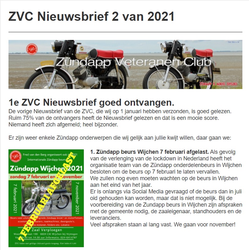 Nieuwsbrief voorbeeld ZVC